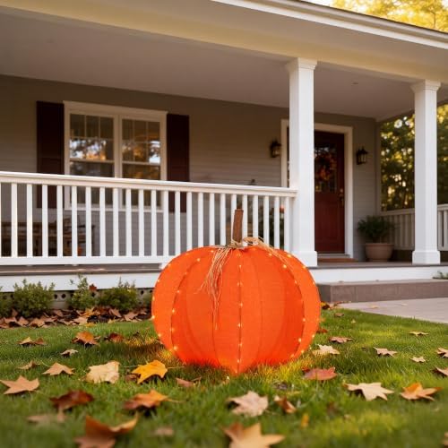 glitzhome fall lighted outdoor decor, 32" d 3d, close-up detail
