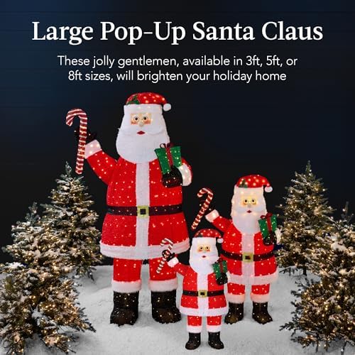 best choice products 5ft lighted pop-up santa, large, close-up detail