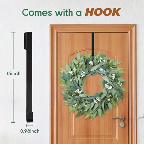 26" eucalyptus wreath for front door - large, side view