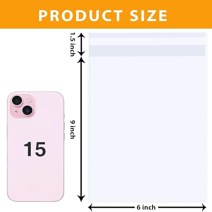 PigPotParty 6''x 9" Clear Plastic Cellophane Gift Wrap Bags, 100 Pcs Small Self Sealing Cookie Bags for Gift, Party favor, Candy, Treat, Goodies, Snack, Self Adhesive Resealable