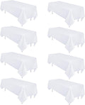 8 Pack White Table Cloth 60 x 102 Inch Rectangular Tablecloths for 6 Foot Rectangle Tables, Wrinkle Resistant White Tablecloth Washable Polyester Fabric Table Covers for Party Wedding Banquet