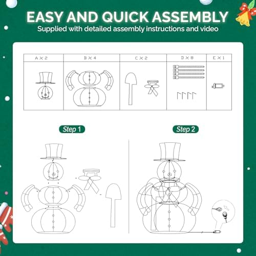vingli 3ft lighted snowman christmas decorations outdoor indoor, front angle view