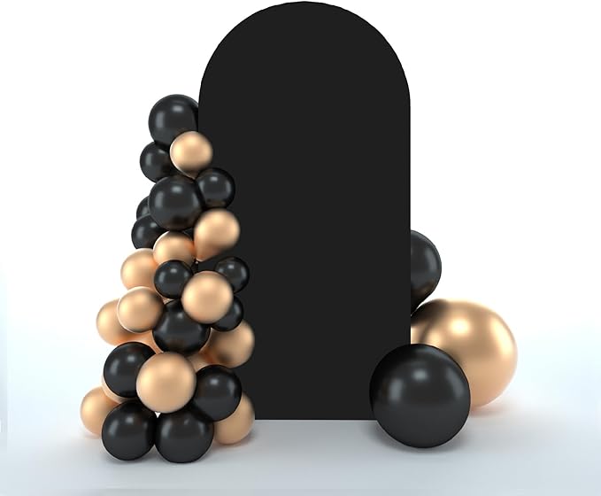 bricia Wedding Arch Backdrop Stand Cover, 6FT Double Sided Stretchy Arch Cover Fitted Wedding Birthday Party Banquet Decoration (Black 72''Lx31.2''W)