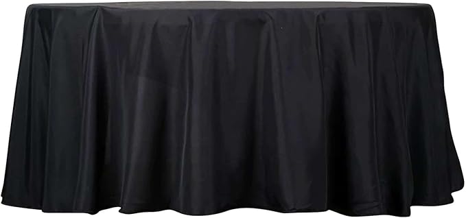 Efavormart Round Tablecloth, 132 Inch Stain & Wrinkle Resistant Washable Table Cloth, Decorative Polyester Fabric Table Cover for Banquet, Wedding, Dining- Black