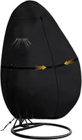 Outdoor Egg Chair Cover Waterproof with Zipper, UV Resistant & Windproof All-Weather Hanging Egg Chair Cover, Fade and Tear Resistant Hanging Chair Covers, 78" x 69", Black