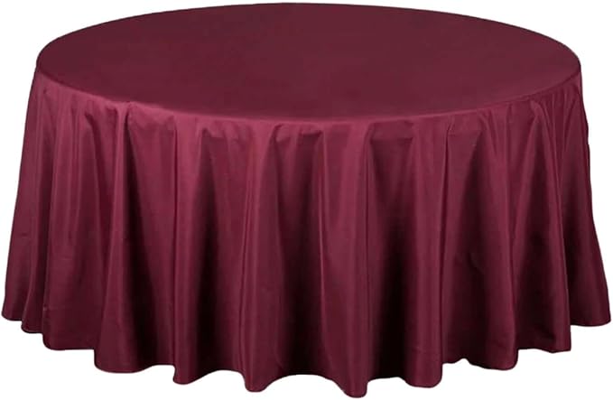 Efavormart Round Tablecloth, 108 Inch Stain & Wrinkle Resistant Washable Table Cloth, Decorative Polyester Fabric Table Cover for Banquet, Wedding, Dining- Burgundy