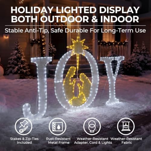 49-inch large outdoor christmas decorations joy lighted sign, side view