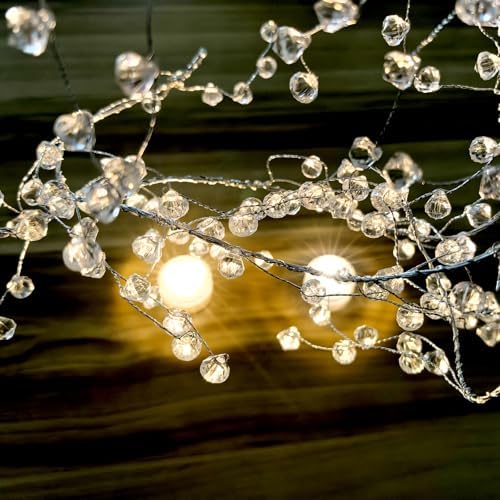 (10 pack) 47” clear diamond beaded crystal christmas, side view