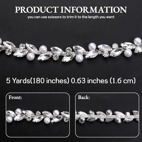 novani pearls silver rhinestones trim chain 5 yards（t214,5y） shown in use