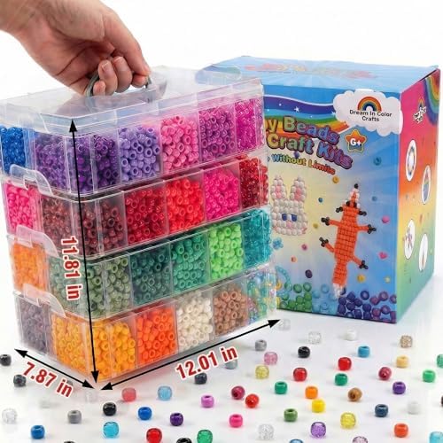pony beads kit, 40 colors rave kandi beads showing dimensions