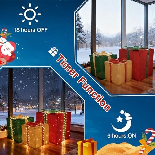 4.9ft large christmas lighted gift boxes - 505, close-up detail