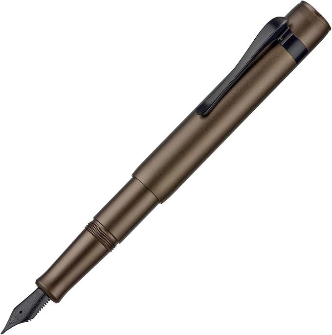 Hongdian M2 Black Forest Mini Fountain Pen, Long Blade Nib & Sleek Shape Aluminium Short Pocket Travel Pen (Caramel Brown)