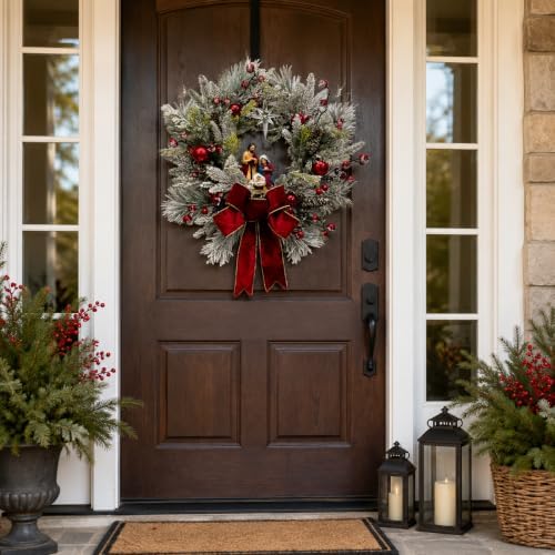 svndlyn 22 inch lighted christmas wreath with timer, side view