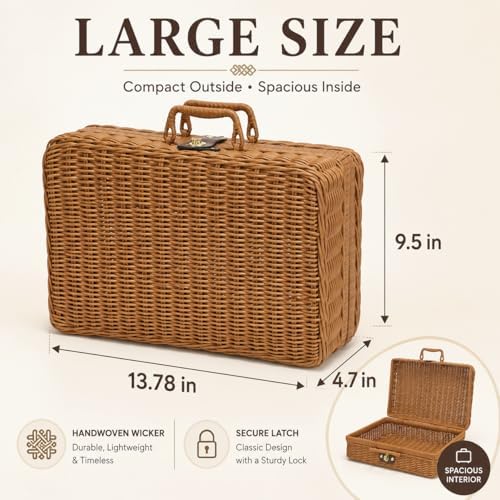 wicker picnic basket with lid picnic basket boxes, close-up detail