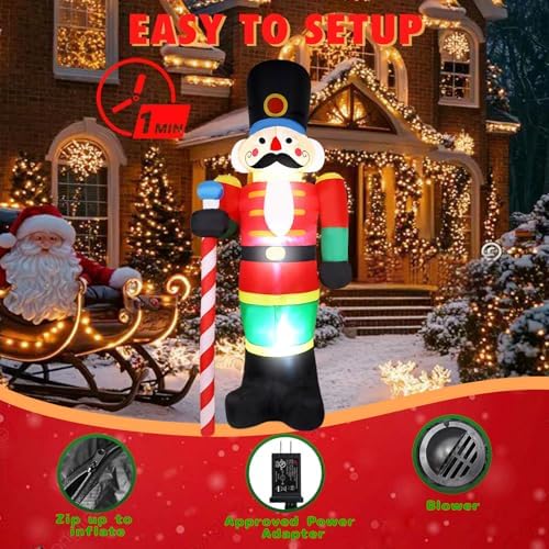 8 ft christmas inflatables nutcracker outdoor decorations shown in use