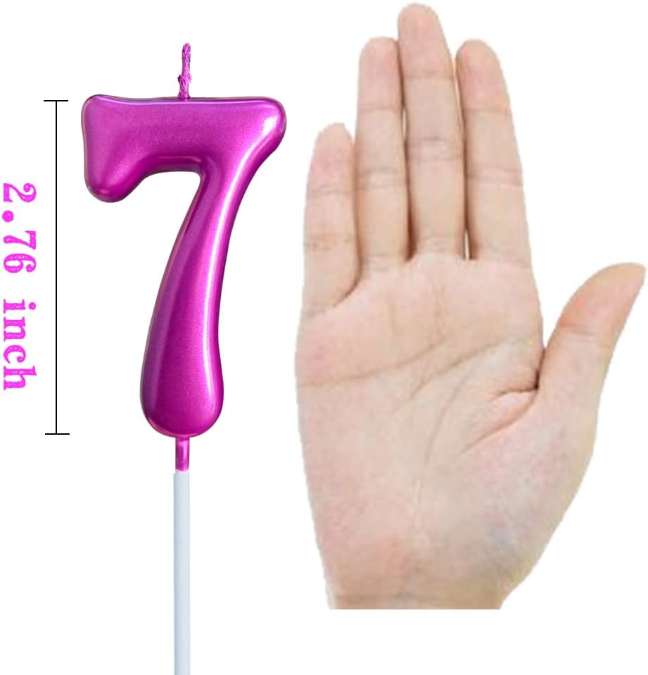 7th Birthday Candle Seven Years Purple Happy Birthday Number 7 Candles for Cake Topper Decoration for Party Kids Adults Numeral 70 47 27 37 77 75