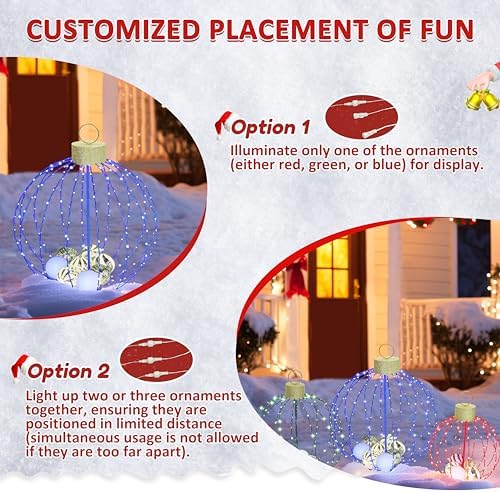 yardenaler outdoor christmas decorations, set of 3 lighted, package contents