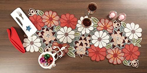 lightnpro beaded table runner - elegant handmade floral, close-up detail