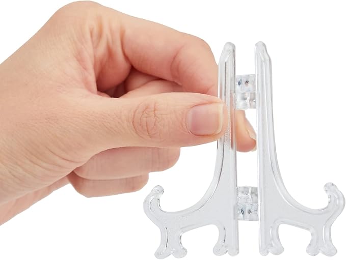 Juvale Mini Acrylic Easel Stands - 24-Pack, 3-Inch Clear Plastic - Display Stands for Collectibles, Trading Cards & Photos