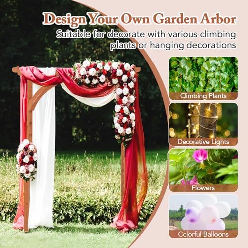 happygrill 84" wood garden arbor, outdoor archway pergola, side view