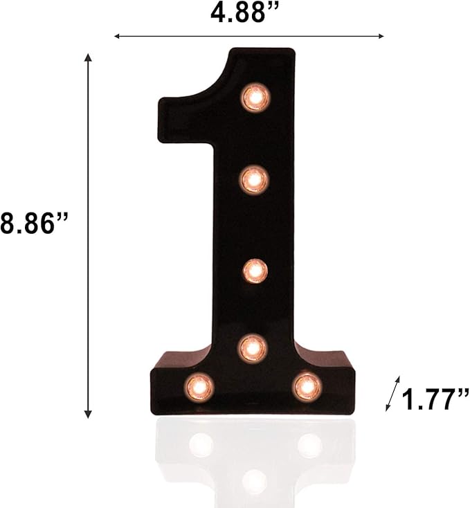 OYCBUZO Light Up Black Alphabet Marquee Number Sign LED Marquee Number Lights Sign for Night Light Home Bar Christmas Lamp Birthday Party Wedding Decoration 1