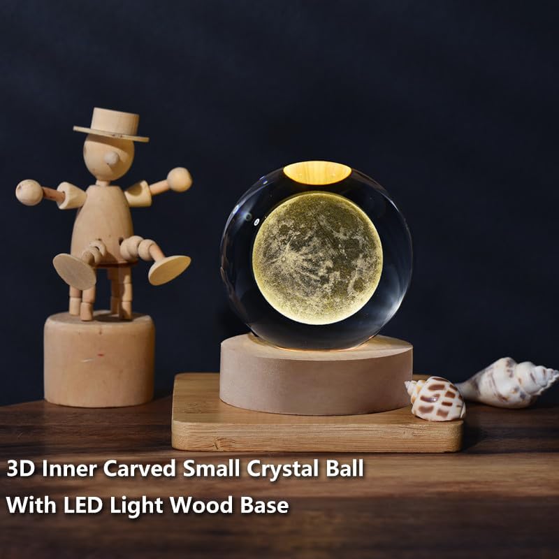 3D Moon Model Crystal Ball, Laser Engraved Planet Model Astronomy Sphere Decor, 2.4" Paperweight Crystal Universe Gifts for Kids, Space Model Collectors