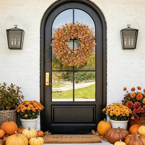 ghrdopy 24 inch fall wreath front door, artificial, view 9