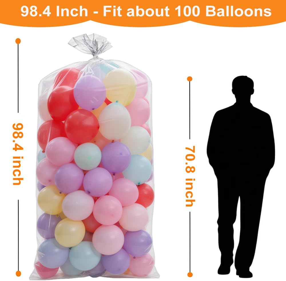 5 Pcs 98 x 59in Extra Large Balloon Bags for Transport, Thickened Reusable Clear Christmas Tree Disposal Bag, Large Balloon Storage Bags for Party Wedding Supplies