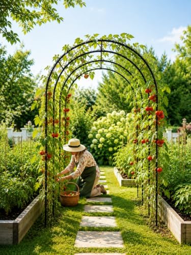 adorox 3-layer garden arch trellis, 88" h x shown in use