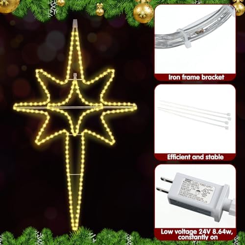 roceei 48" large led bethlehem star outdoor christmas shown in use
