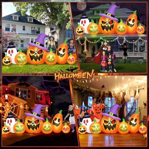 danxilu 8ft long halloween inflatables pumpkin witch hat, side view