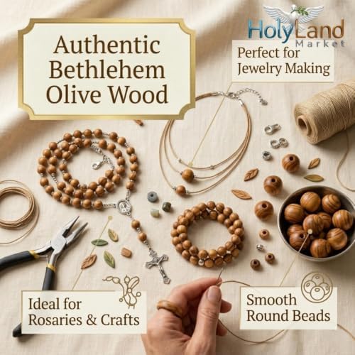 holy land market olive wood beads 10mm, 1000 showing dimensions