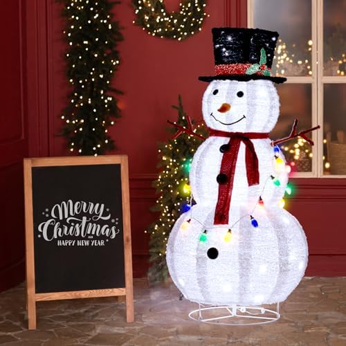 outvita outdoor christmas decorations 4ft lighted snowman, white shown in use