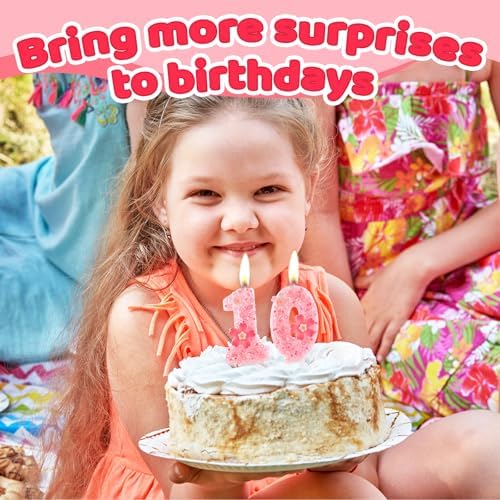 Cherry Blossom Pink Number 12 Birthday Candle, 2.8in Cute Shiny Happy 12th Birthday Candle with Tray & Stick Girls 12 Candle for 12 Birthday Ideal Birthday Parties Cake Decoration & Gifts