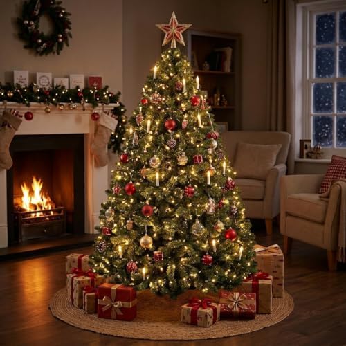 gaomon 7.5ft prelit fraser fir wide artificial christmas on a desk or shelf
