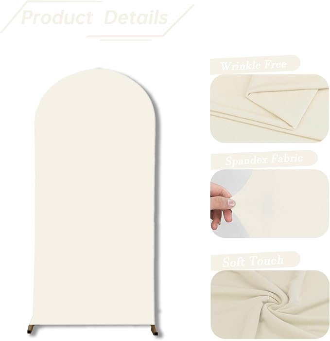 bricia Wedding Arch Backdrop Stand Cover, 6.6FT Double Sided Stretchy Arch Cover Fitted Wedding Birthday Party Banquet Decoration (Beige 79.2''Lx39.6''W)