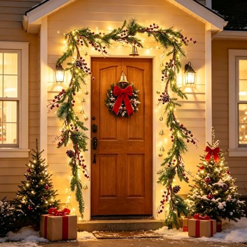 winemana 6 ft pre-lit artificial christmas garland with, side view
