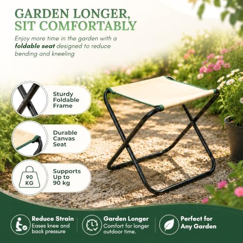 gardenhome 7-piece garden tool set with folding stool, package contents
