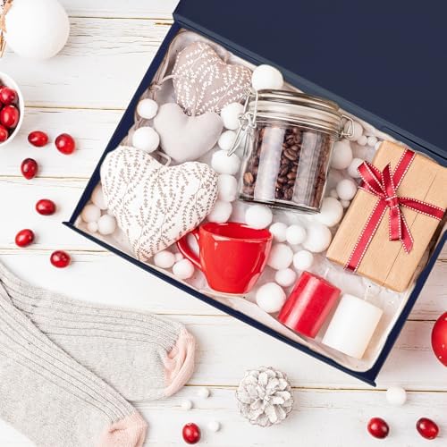 lfbox navy blue gift box with magnetic lids, front angle view