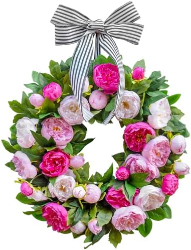 spring wreath for front door- 24 inch summer on a desk or shelf