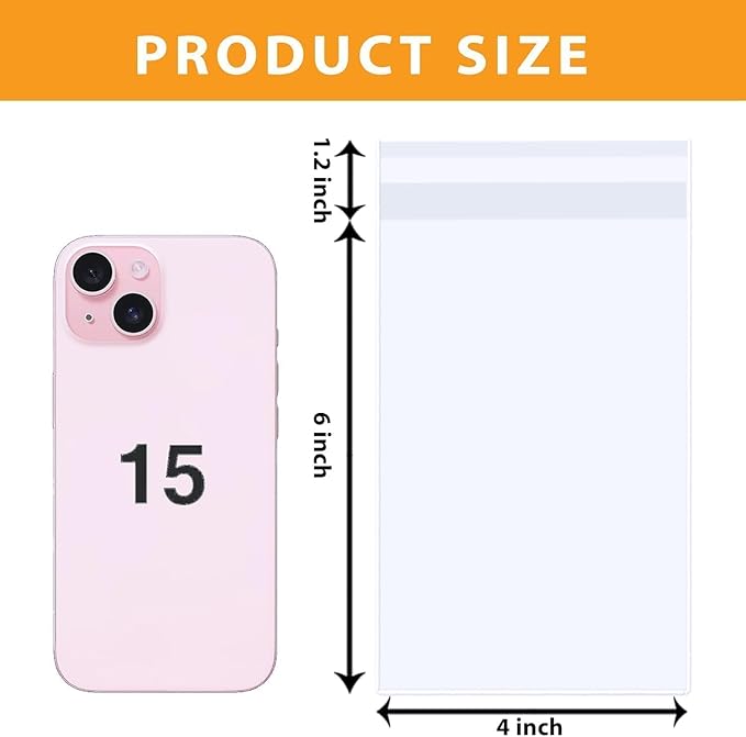 PigPotParty 4''x 6" Clear Plastic Cellophane Gift Wrap Bags, 100 Pcs Small Self Sealing Cookie Bags for Gift, Party favor, Candy, Treat, Goodies, Snack, Self Adhesive Resealable