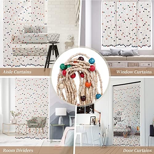 anminy bamboo wood beaded curtain, handmade colorful 38, view 9