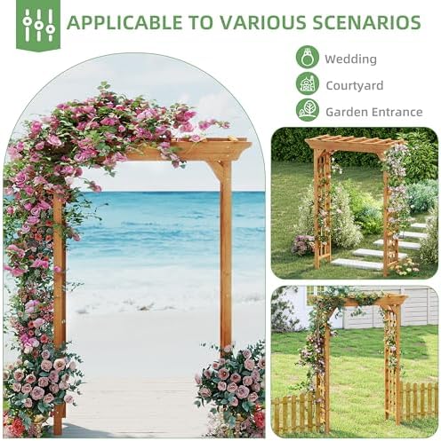 wood garden arbor – outdoor wooden arch pergola showing dimensions