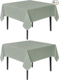 sancua Square Tablecloths 70x70 Inch, 2 Pack - Sage Green Fabric Table Cloth for Square or Round Tables, Washable Polyester Table Cover for Outdoor Party, Birthday, Decorative Display Tables
