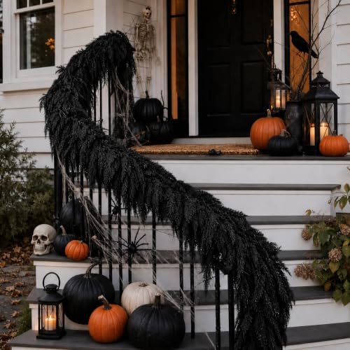 black halloween mantle garland decor gothic garlands for, side view
