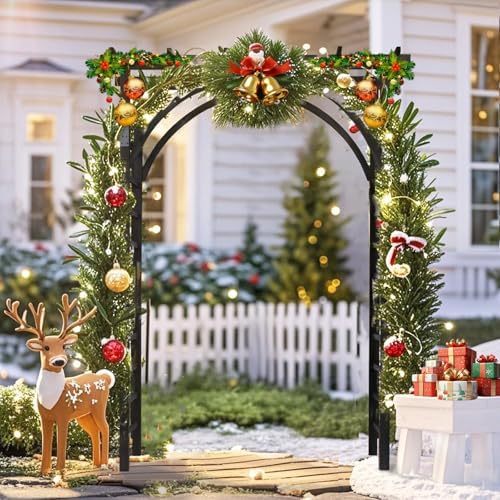 vingli 85in wooden arbor garden arch, wedding arch, front angle view