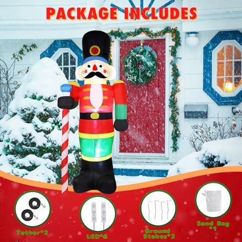8 ft christmas inflatables nutcracker outdoor decorations showing dimensions