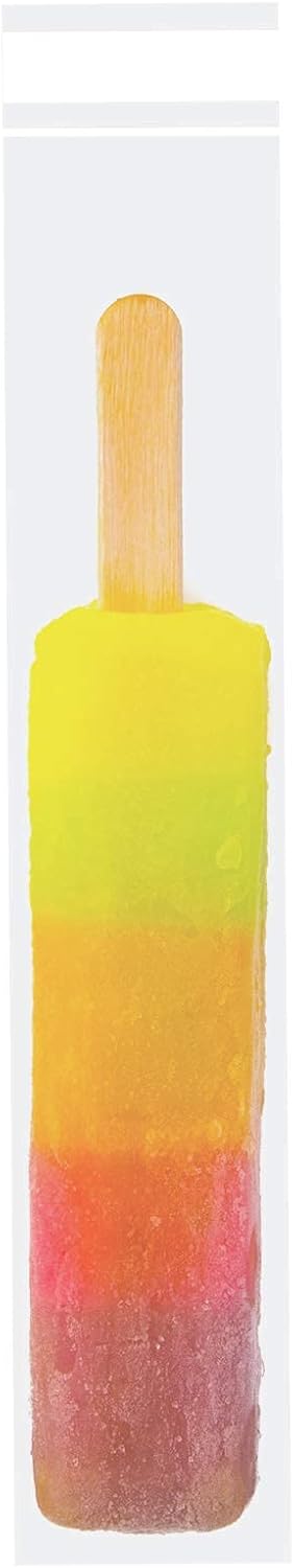 Morepack Self Sealing Cellophane Bags,2x10 Inches 100 Pcs Clear Pretzel Rod Bags, Resealable Bag for Packaging ICY Candy Popsicle