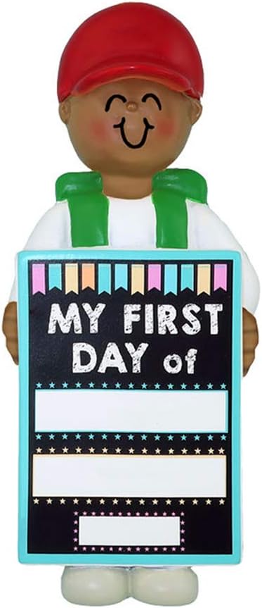 Personalized School Ornaments 2026 - Back to School Gifts for Students My First Day of Jitters Xmas Ornaments My First Christmas Ornament 2026 African American Boy by Elves