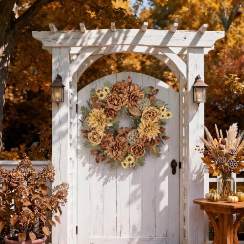 24in fall wreaths for front door artificial autumn shown in use